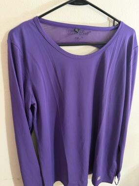 Brick Built Evan Purple Scoop Cut Out Back Long Sleeve Top